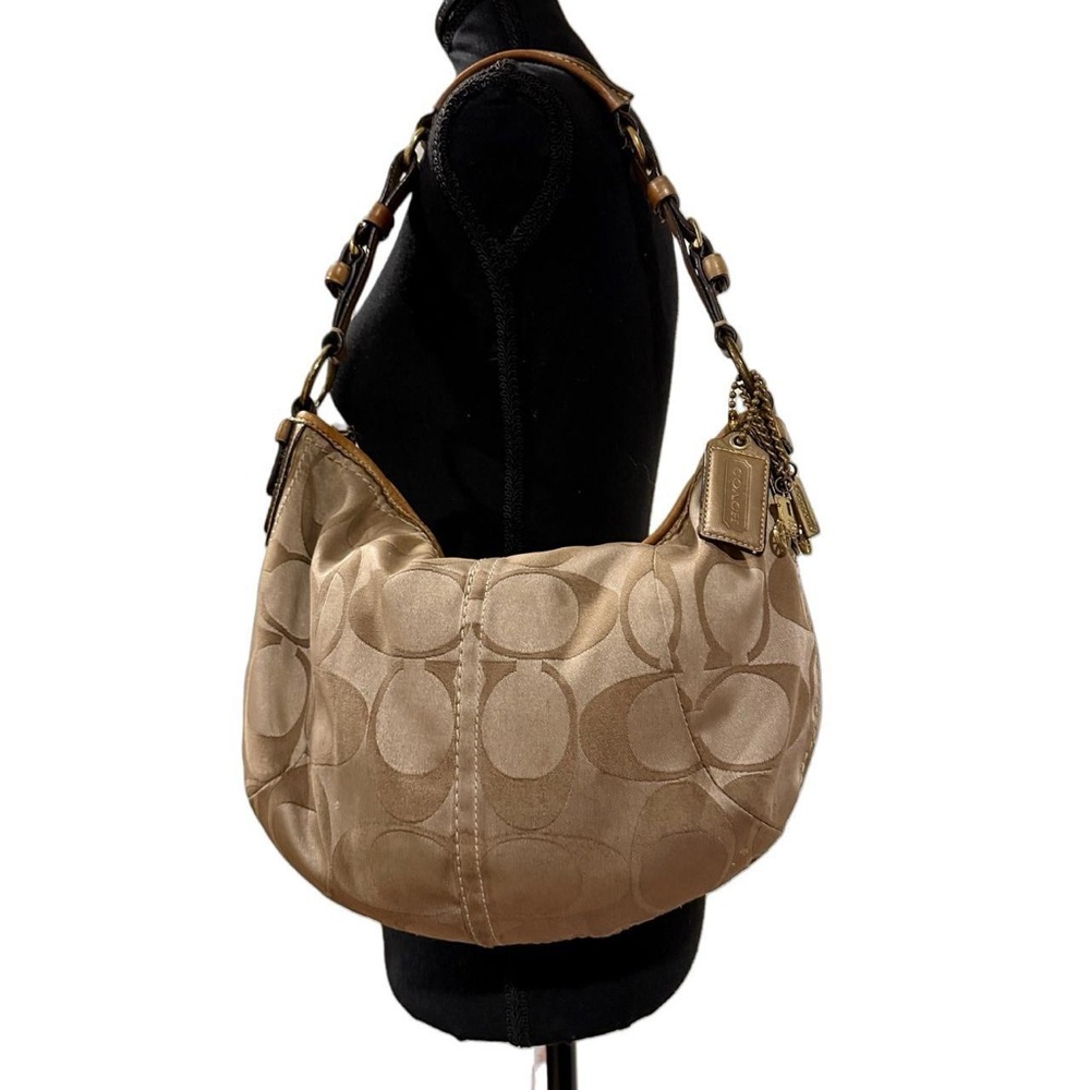 vintage y2k tan coach monogram hobo shoulder bag